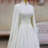 islamic dress wedding,Lace Slim Long Wedding Dress - Image 4