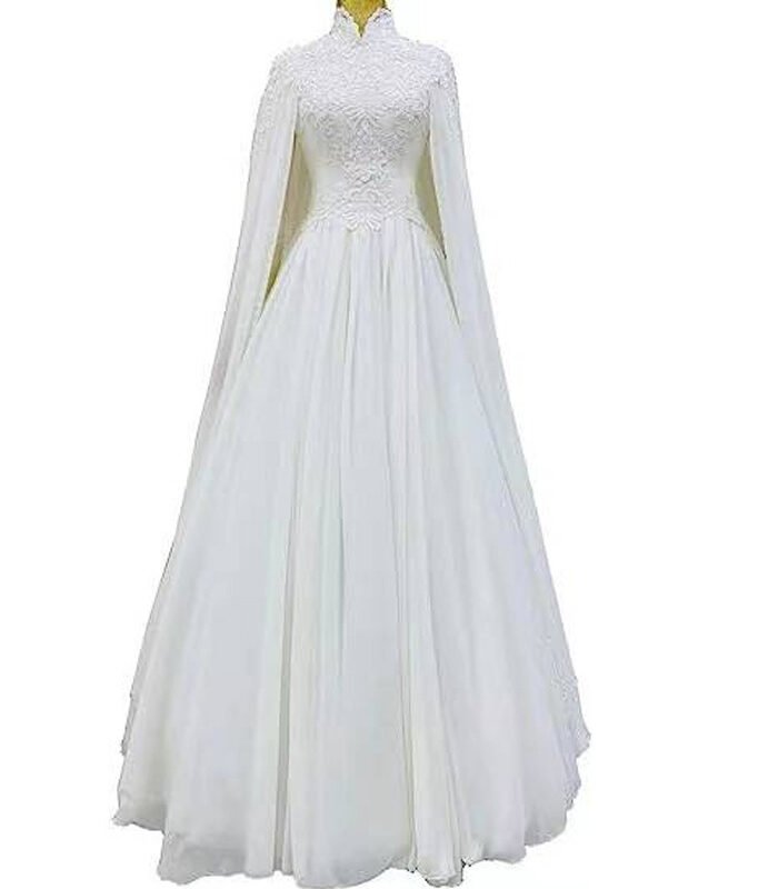 Alternative view of islamic dress wedding,Lace Slim Long Wedding Dress