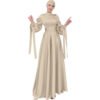 abaya style new,Women's New Stand Collar Satin Dress Tunic With Puff Sleeves - Image 7