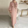 Solid Color Long Sleeve Casual Muslim Dress Robe  Dress,abaya usa - Image 10