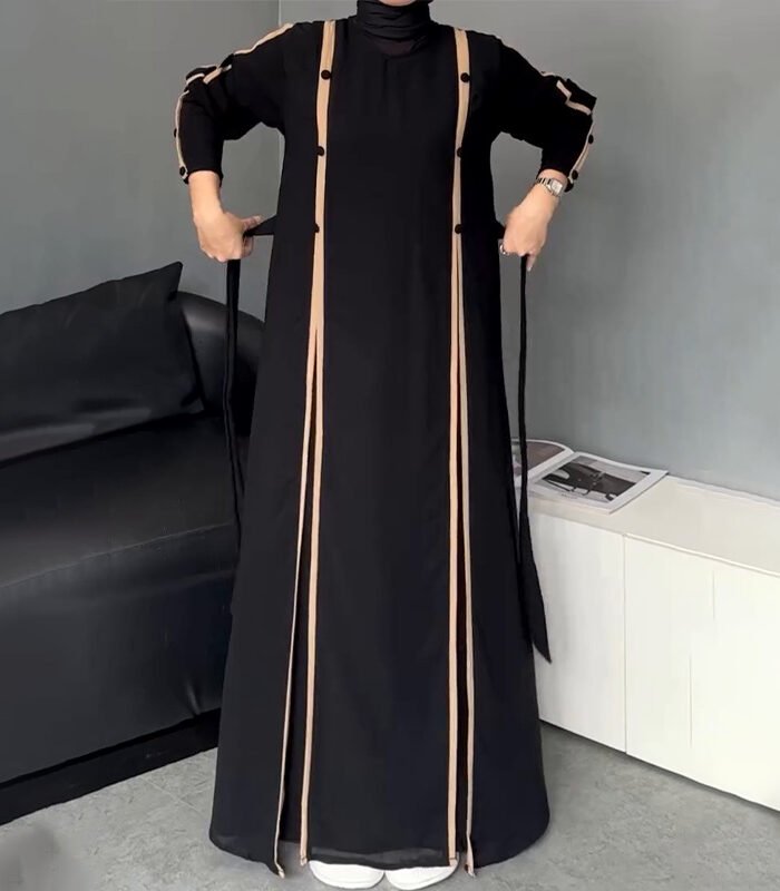 Alternative view of Women's Fashion Graceful Personality Stitching Dress,muslimah clothes