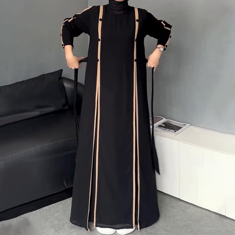 Women's Fashion Graceful Personality Stitching Dress,muslimah clothes 2 Women's Fashion Graceful Personality Stitching Dress,muslimah clothes - Image 2