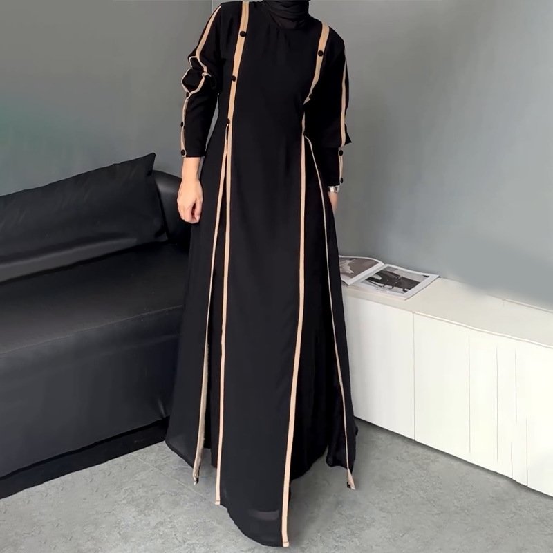 Women's Fashion Graceful Personality Stitching Dress,muslimah clothes 4 Women's Fashion Graceful Personality Stitching Dress,muslimah clothes - Image 4