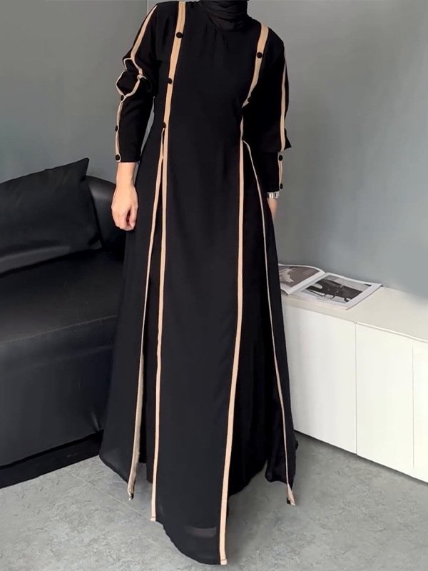 Women's Fashion Graceful Personality Stitching Dress,muslimah clothes 3 Women's Fashion Graceful Personality Stitching Dress,muslimah clothes - Image 3