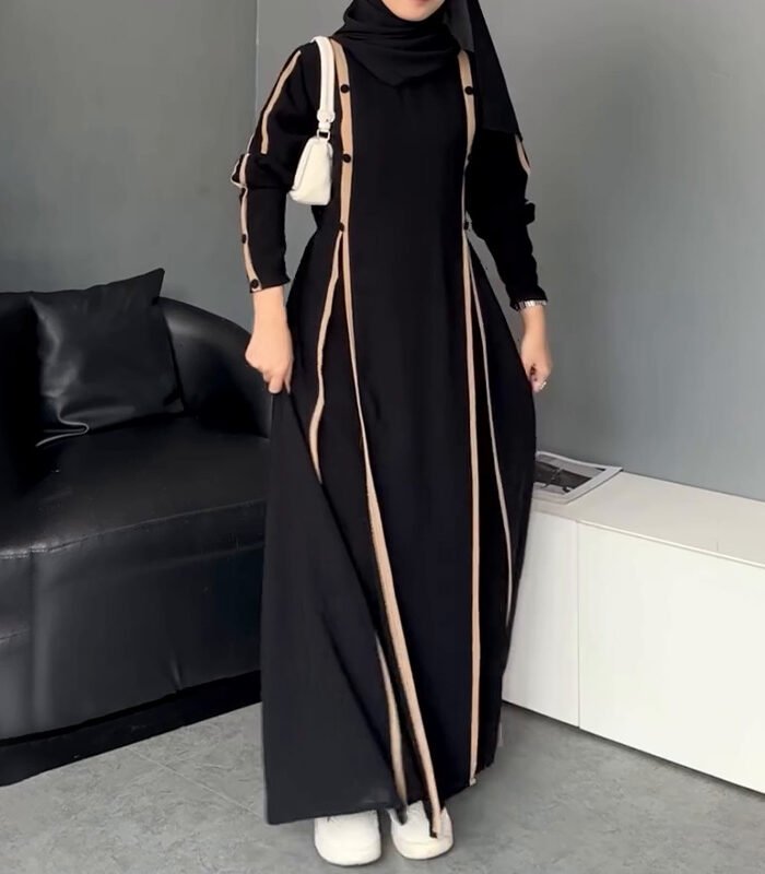 Women's Fashion Graceful Personality Stitching Dress,muslimah clothes