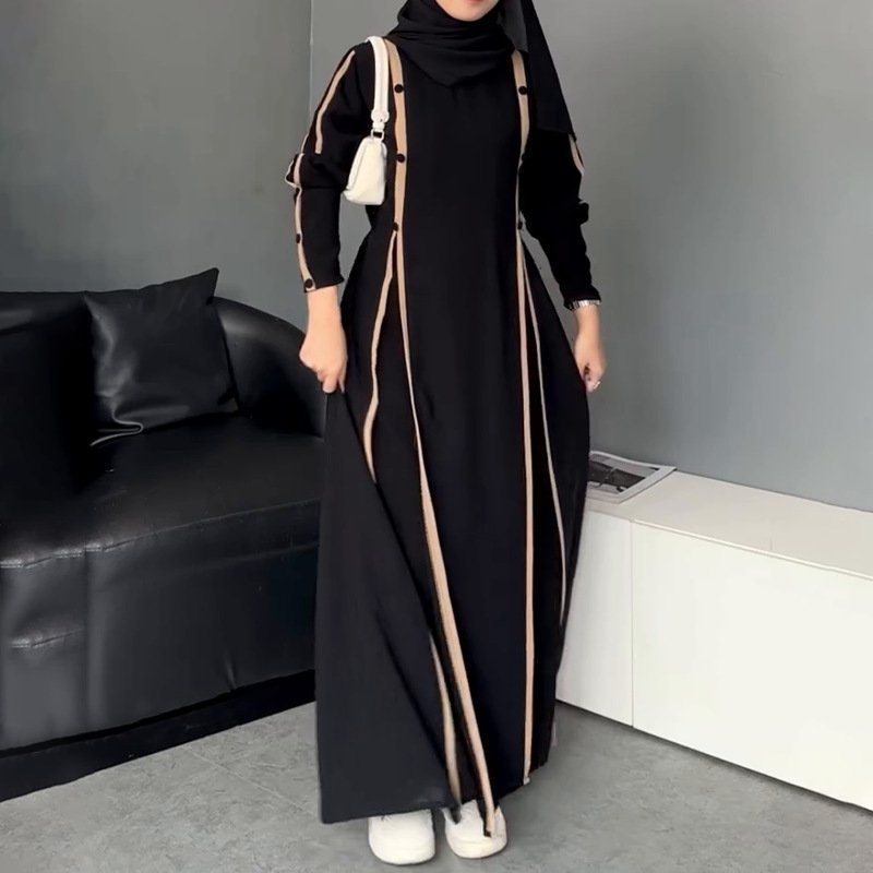 Women's Fashion Graceful Personality Stitching Dress,muslimah clothes 1 Women's Fashion Graceful Personality Stitching Dress,muslimah clothes