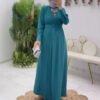 Striking Abaya Style Latest – Belted Crumple Design in Elegant Colors 16 a woman in a blue dress, abaya style latest