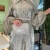 abaya fashion show,Muslim Clothing Streamer Yarn Three-piece Set Dress - Image 9
