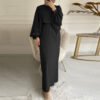 Solid Color Long Sleeve Casual Muslim Dress Robe  Dress,abaya usa - Image 5