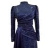a blue dress with sequins, bridal muslim dress