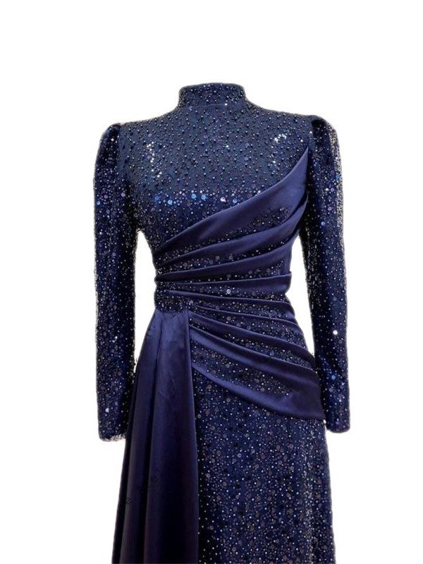 Stylish, Bridal Muslim Dress Options in Dark Blue 2 a blue dress with sequins,
bridal muslim dress