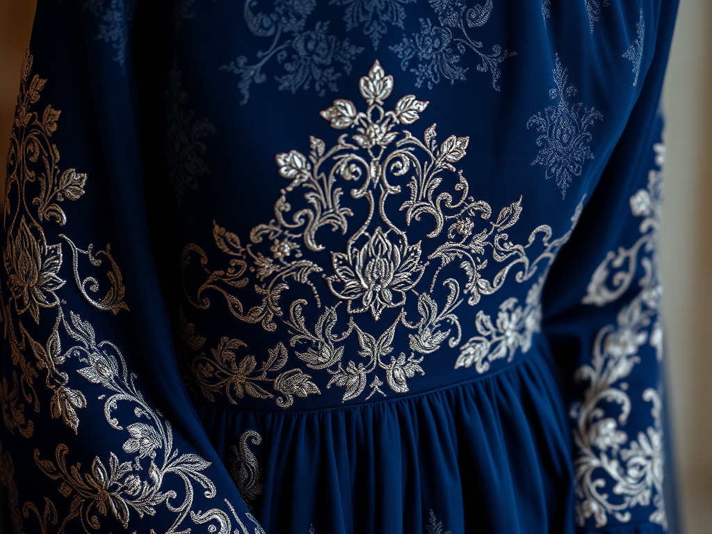 Stylish, Bridal Muslim Dress Options in Dark Blue 3 elegant embroidery dark blue muslim pridal dress with intricate details