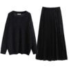 Fat Sister V-neck Sweater Korean Style Gold Velvet Skirt 15 Fat Sister V-neck Sweater Korean Style Gold Velvet Skirt - Image 6