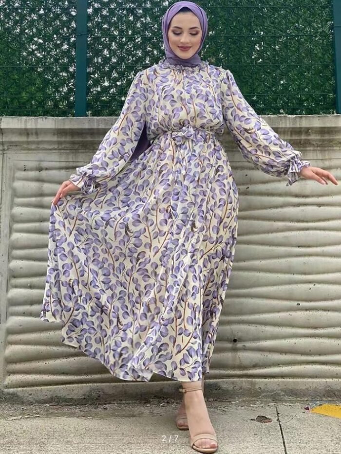 Alternative view of Ruffled Collar Conservative Dress,abaya for cheap