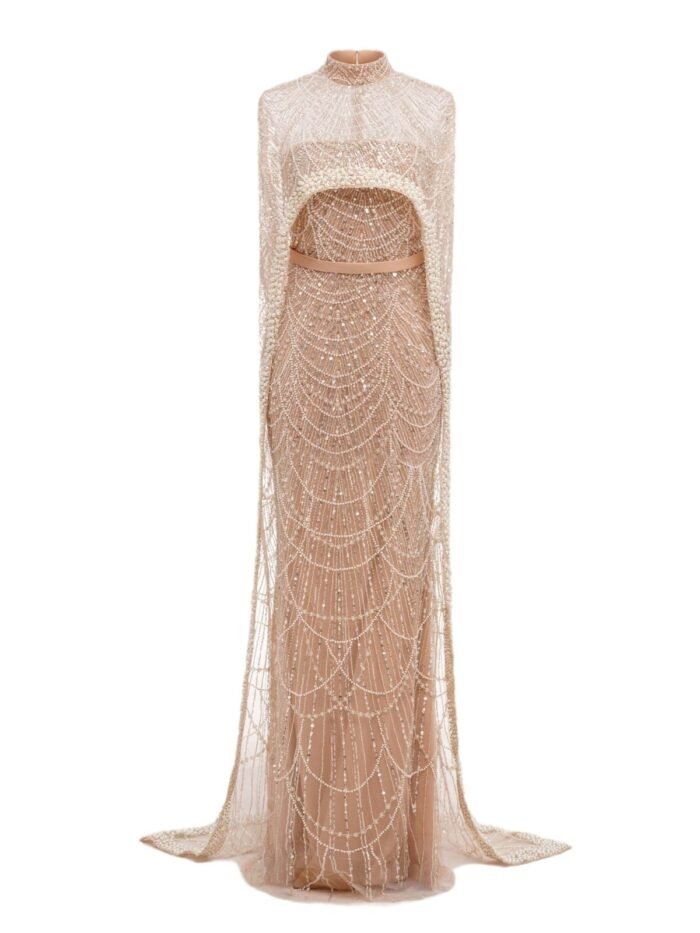 a dress with a cape, wedding dress for muslims
