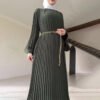 maternity dress modest,Pleated Loose Fashion Dress 14 a woman in a long dress,maternity dress modest