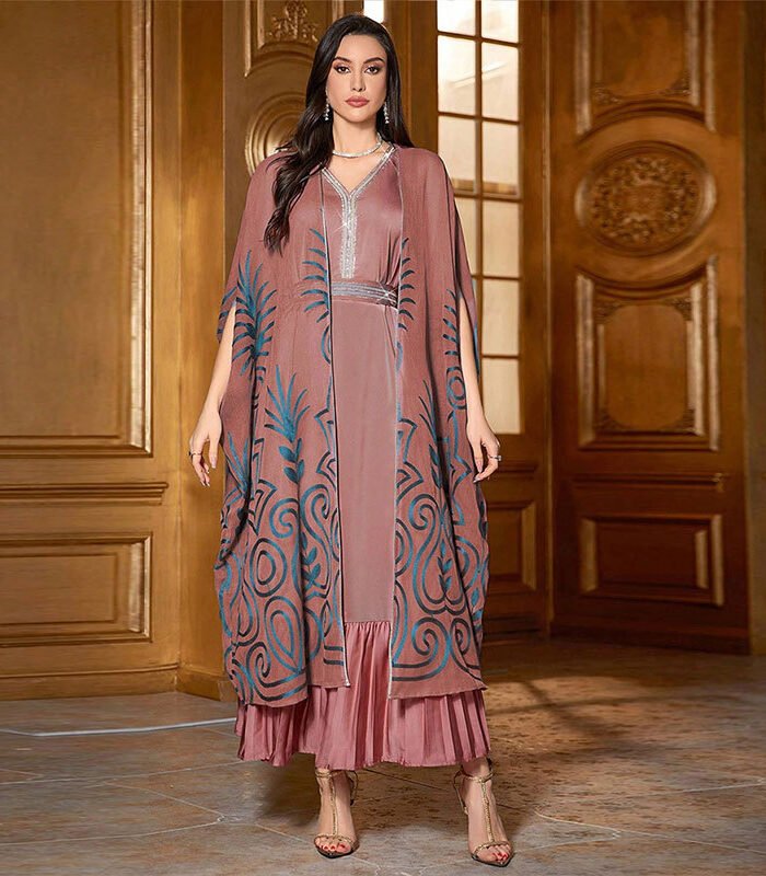 a woman in a pink dress, modest ball dresses