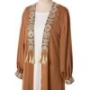 Luxe Satin Abaya Dress – Diamond Accents in Elegant Green - Image 7