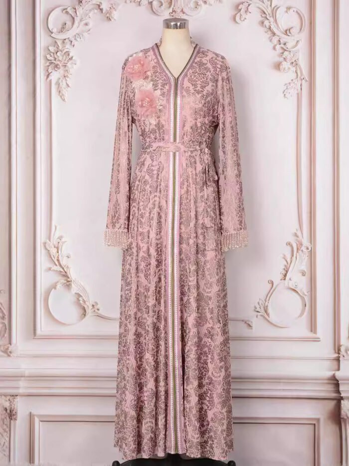 a mannequin wearing a pink dress, female muslim dress