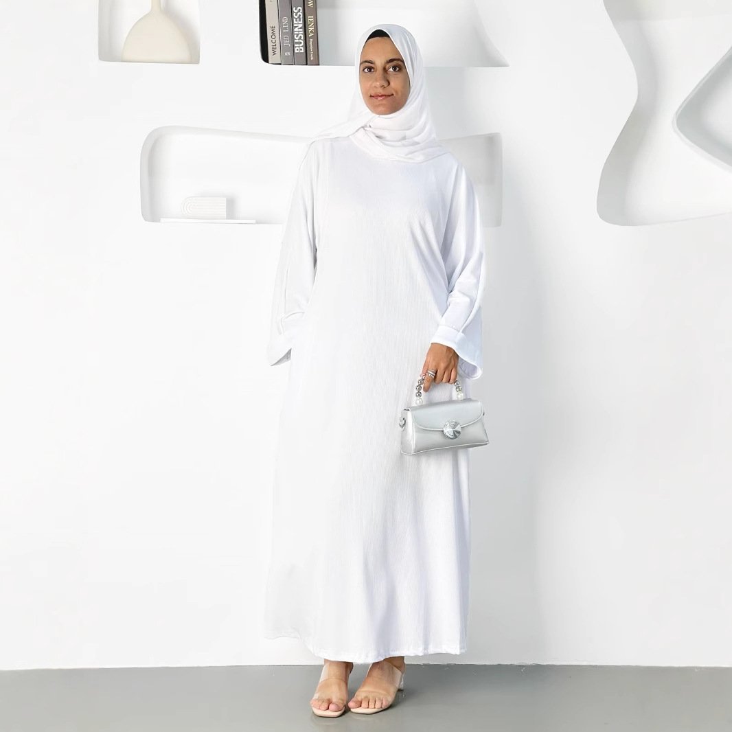 New Pure Color Tied Long Robe,muslim prom dresses - White , XSorS