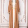 Luxe Satin Abaya Dress – Diamond Accents in Elegant Green - Image 2