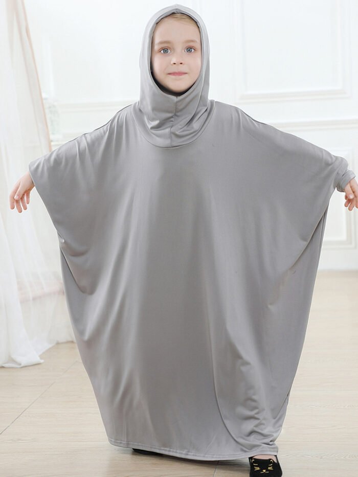 a girl in a grey robe, Abaya for Kids
