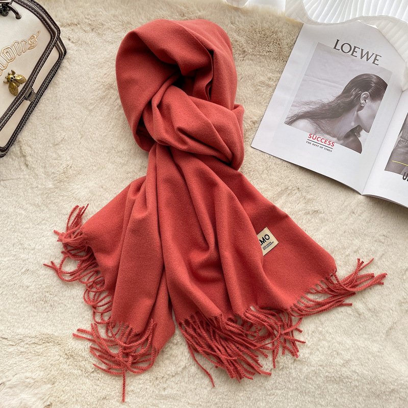 Luxurious Hair Scarf Satin – The Ultimate Blend of Style & Warmth - Princess Smile Red , 200×70cm