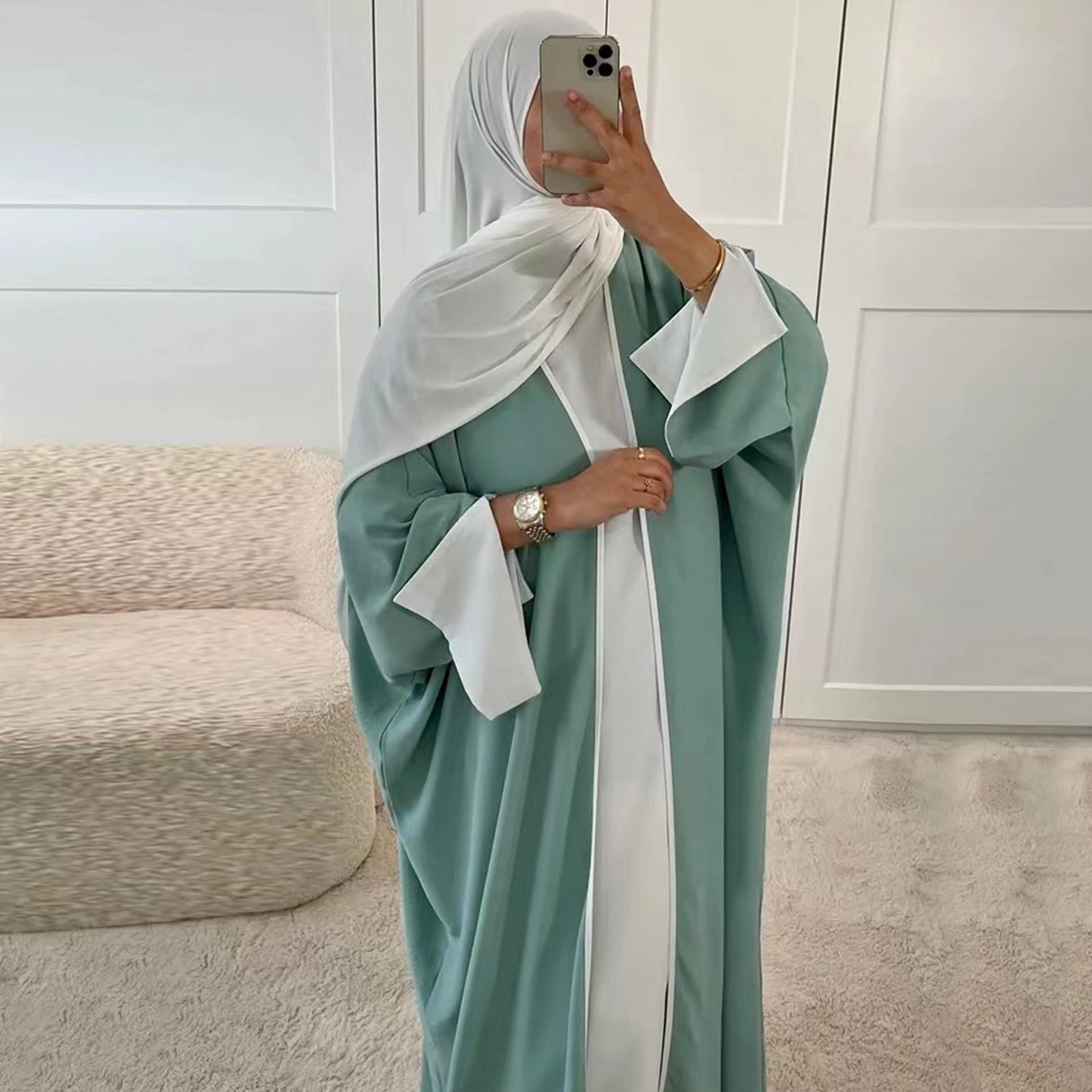 Contrast-side Cardigan Robe,abayas for cheap 4 Contrast-side Cardigan Robe,abayas for cheap - Image 4