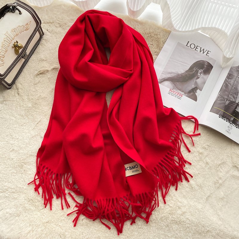 Luxurious Hair Scarf Satin – The Ultimate Blend of Style & Warmth - Bright Red , 200×70cm