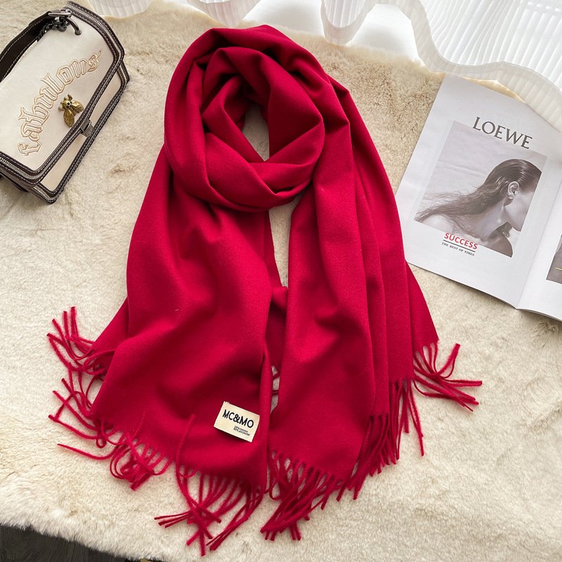 Luxurious Hair Scarf Satin – The Ultimate Blend of Style & Warmth - Purplish Red , 200×70cm