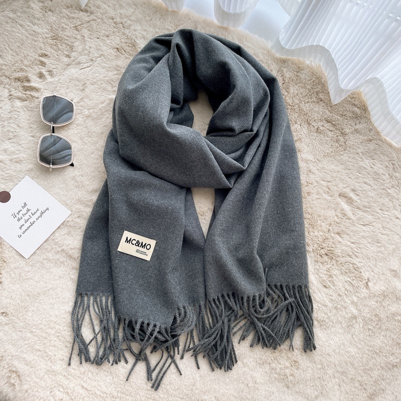 Luxurious Hair Scarf Satin – The Ultimate Blend of Style & Warmth - Dark Heather Gray , 200×70cm