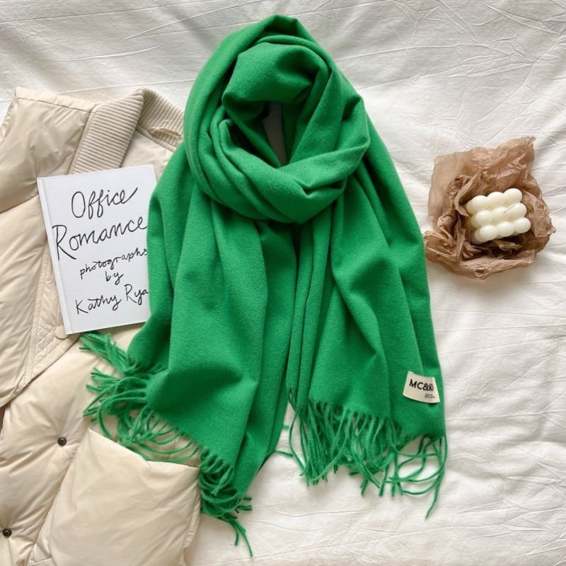 Luxurious Hair Scarf Satin – The Ultimate Blend of Style & Warmth - Emerald Green , 200×70cm