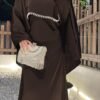 cute abaya dresses,Cloak Satin Dress Robe - Image 3