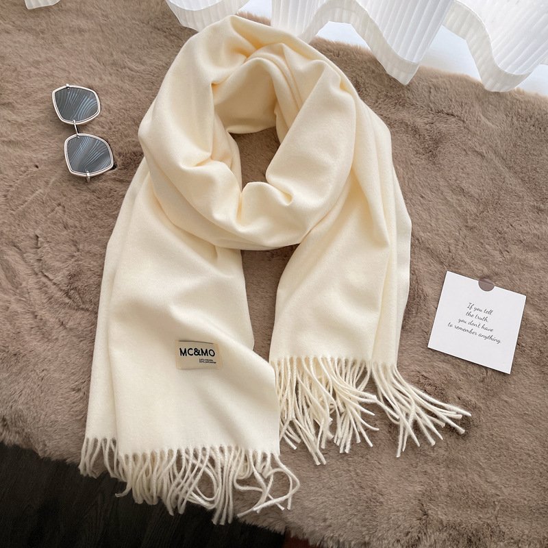 Luxurious Hair Scarf Satin – The Ultimate Blend of Style & Warmth - Milky White , 200×70cm