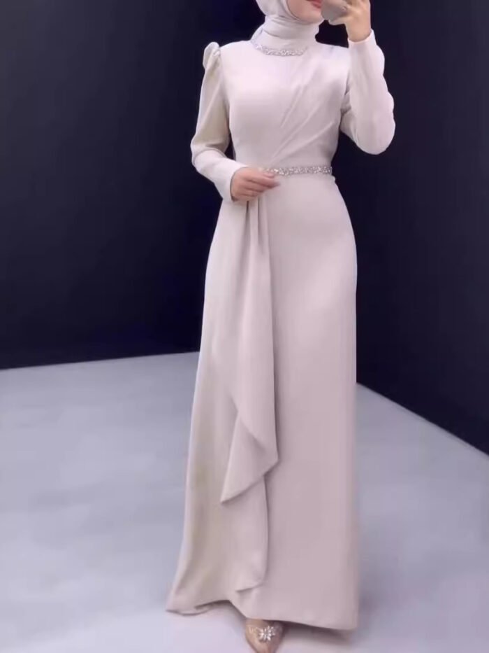 a woman in a white dress, modest activewear