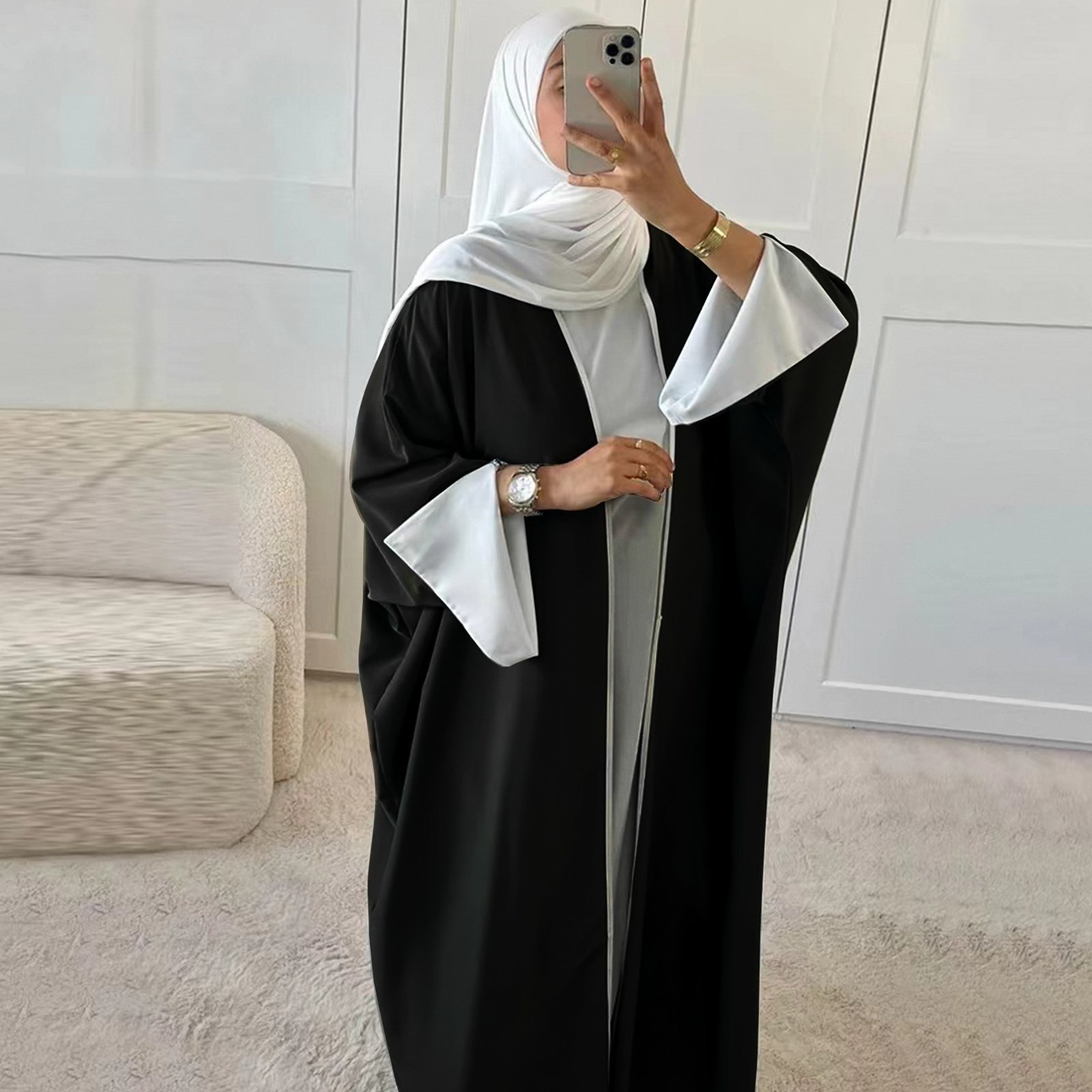 Contrast-side Cardigan Robe,abayas for cheap 7 Contrast-side Cardigan Robe,abayas for cheap - Image 7