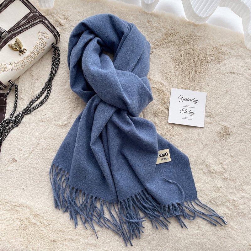 Luxurious Hair Scarf Satin – The Ultimate Blend of Style & Warmth - Blue With Pattern , 200×70cm