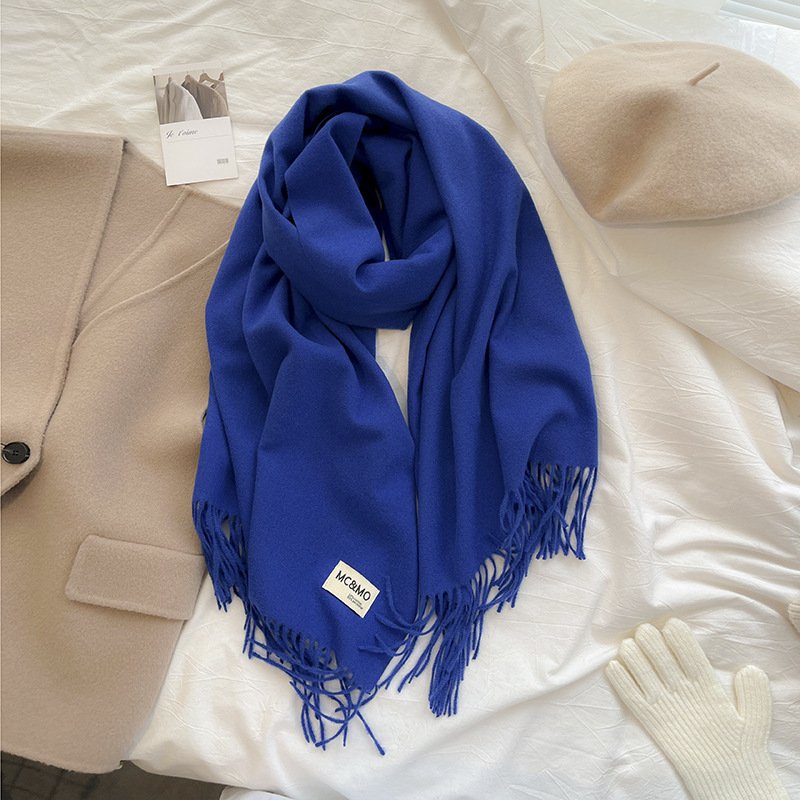 Luxurious Hair Scarf Satin – The Ultimate Blend of Style & Warmth - Klein Blue , 200×70cm