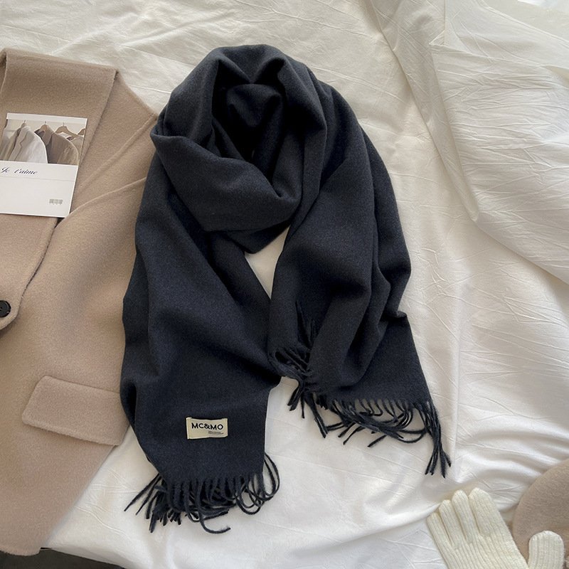 Luxurious Hair Scarf Satin – The Ultimate Blend of Style & Warmth - Advanced Black , 200×70cm