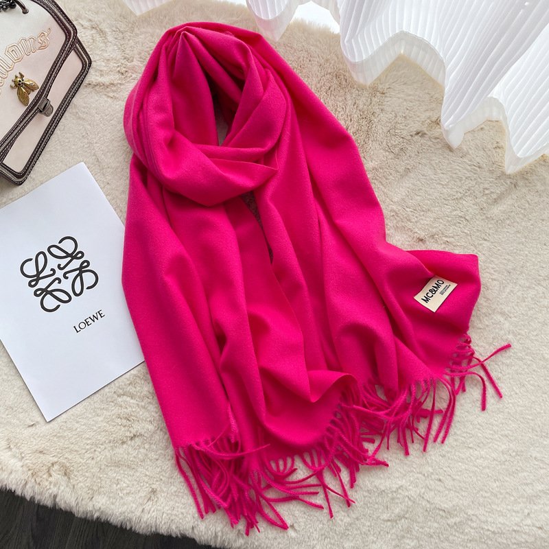 Luxurious Hair Scarf Satin – The Ultimate Blend of Style & Warmth - Rose Red , 200×70cm
