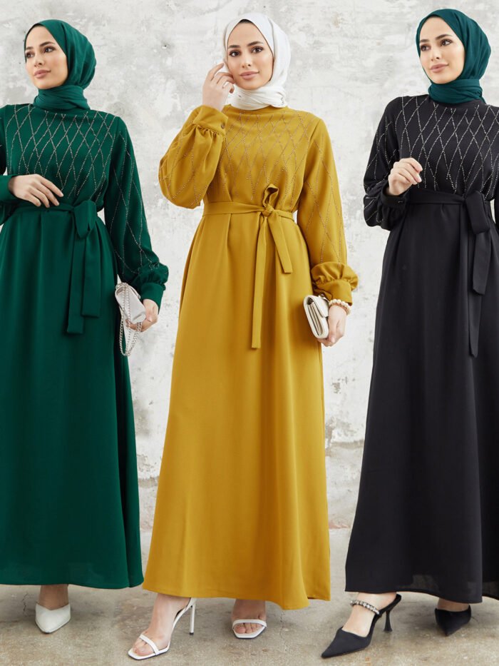 a group of women in different colors, modest maxi dress