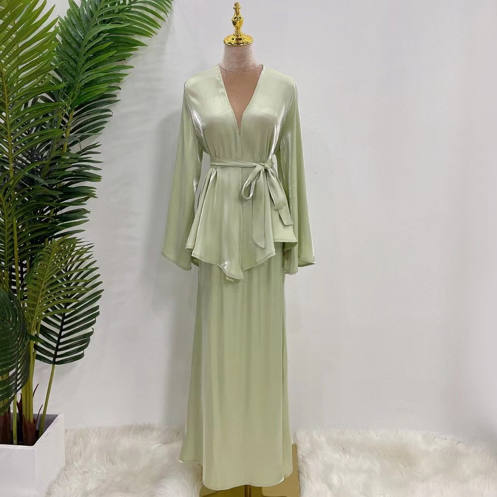 💎 Stunning Style Female Skirt Suit – Lace-Up Two-Piece Set in Chic Pastel Colo - Light Green , S