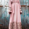 ✨ Affordable Elegance Open Abaya cheap – High-Waist Commuter Style with Lace & Sequins - Image 6