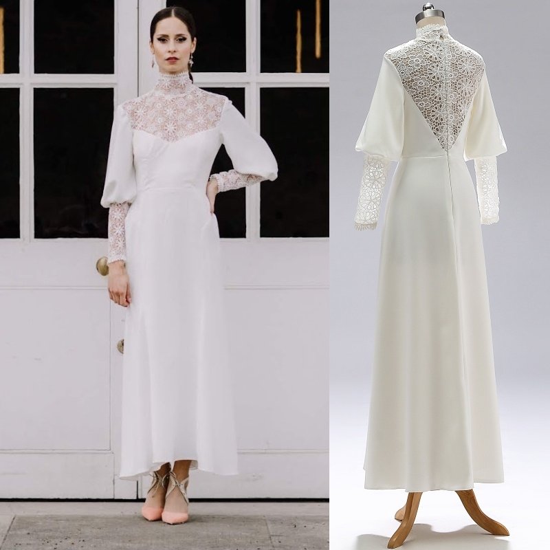 Timeless Wedding Dresses Online – Vintage Satin Lace with Elegant A-Line Fit 5 Timeless Wedding Dresses Online – Vintage Satin Lace with Elegant A-Line Fit - Image 5
