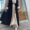 🇹🇷 Classic Crepe Abaya Turkey Online – Brown Long-Length Modest Dress with Crew Neck - Image 3