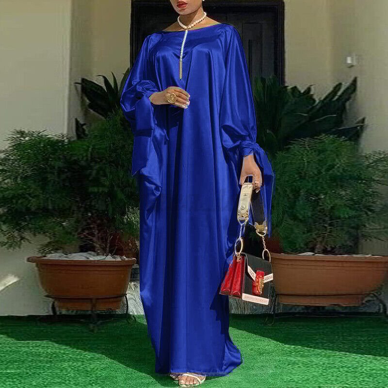 Gorgeous Long Dress with Sleeves – Effortless Modesty in Vibrant Colors - Blue , XL