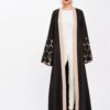 🖤 Essence Flow Abaya Open Style – Solid Black Four-Way Stretch Modestwear for Women - Image 5