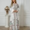 🌸 Floral Grace Long Sleeve Abaya Dress – Exaggerated Lace & Flower Print in Micro-Elastic Comfort - Image 4