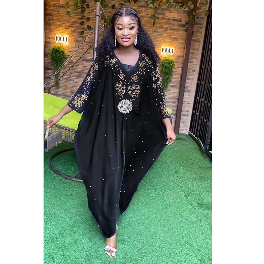 Exquisite Nigerian Dresses – Beaded Chiffon Elegance with Brooch Detail 3 Exquisite Nigerian Dresses – Beaded Chiffon Elegance with Brooch Detail - Image 3