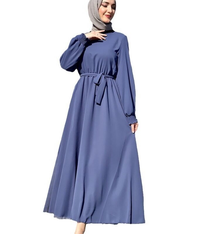 Alternative view of Glamorous Chiffon Dress – Flowing Umbrella Skirt with Lace-Up Detail